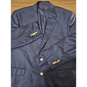 LAUREN RALPH LAUREN Mens 44R Navy Blue Wool Gold Crest Button Jacket‎ Blazer